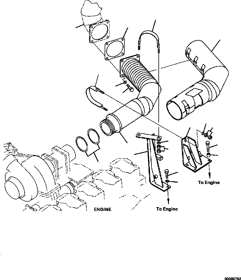 HM350-AE 00080792 0130-01A0 ENGINE PIPING (EXHAUST)