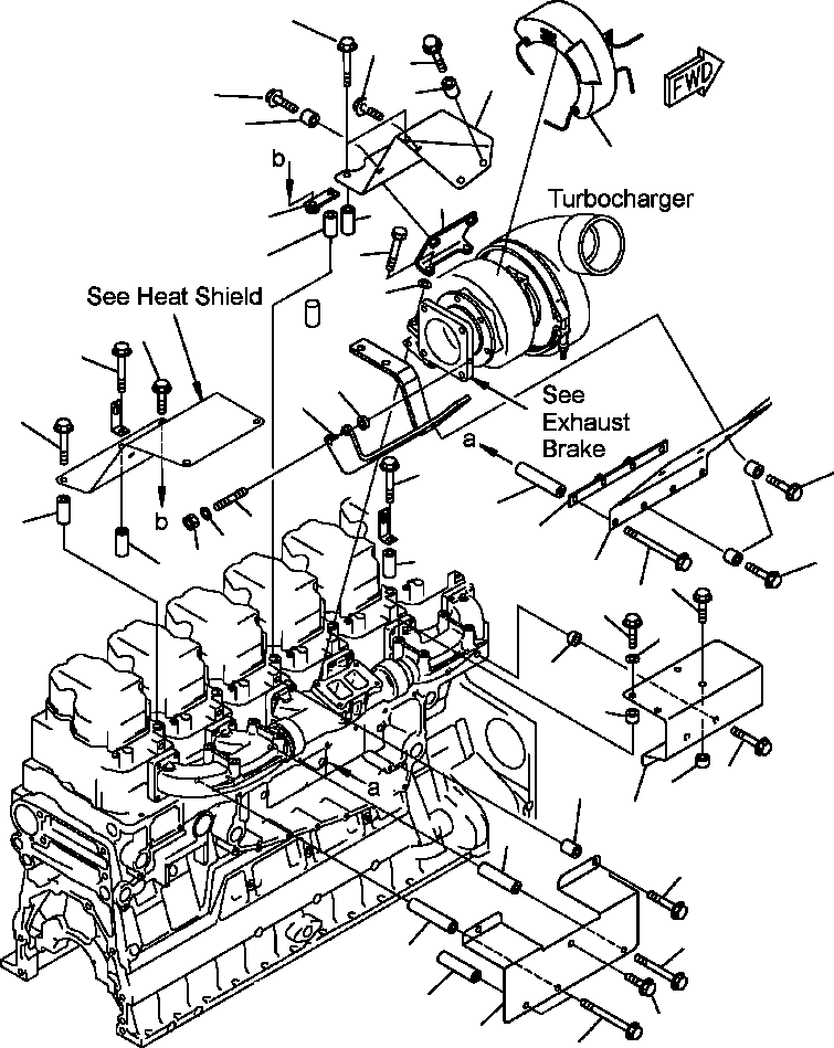 Part |$8. ENGINE HEAT SHIELDS - TURBOCHARGER AND EXHAUST MANIFOLD (EXHAUST BRAKE SPEC.) [A1570-A4D6]