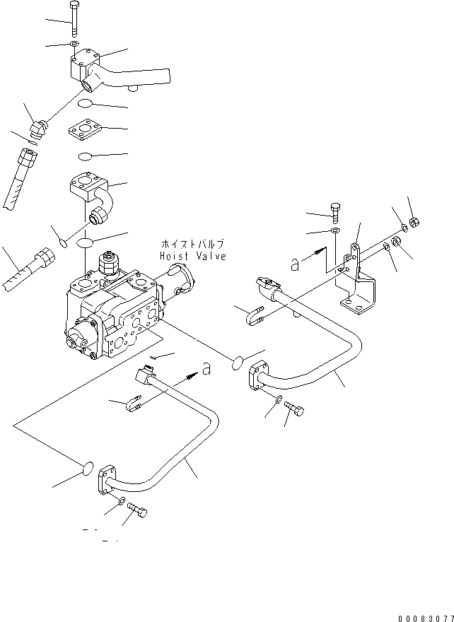 HM400-0E 00083077 YDRAULIC PIPING (HOIST CYLINDER LINE) (1/2)