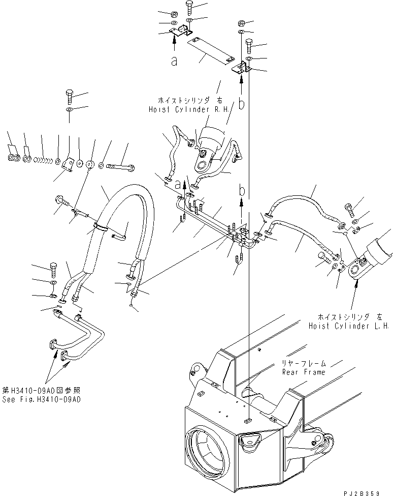 Part 330. HYDRAULIC PIPING (HOIST CYLINDER LINE¤ 2/2)(#1001-1019) [H3410-10A0]