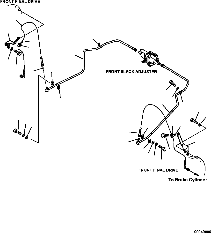 Part |$162. BRAKE PIPING SLACK ADJUSTER TO FR0NT AXLE [H3540-03A0]