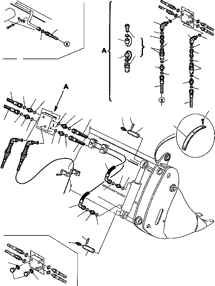 Part |$50. HYDRAULIC PIPING - BUCKET - 4 IN 1 CYLINDER LINE WITH FAST COUPLING [H6685-01A0]