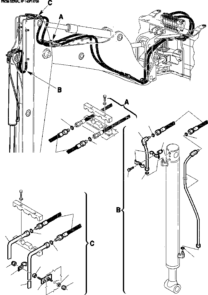 Part |$59. HYDRAULIC PIPING - BUCKET CYLINDER LINE FOR JIG ARM [H6771-01A0]