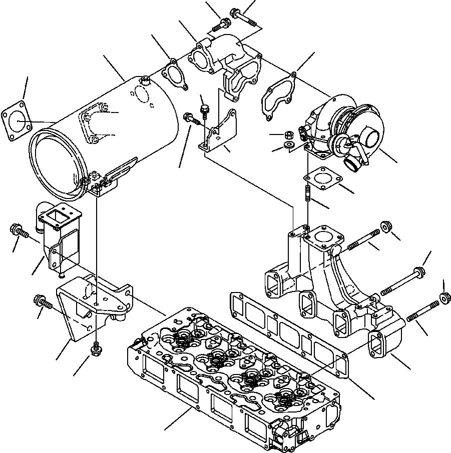 Part |$24. TIER  II ENGINE EXHAUST MANIFOLD, TURBOCHARGER AND MUFFLER - S/N  A20814- [A0106-01A1]