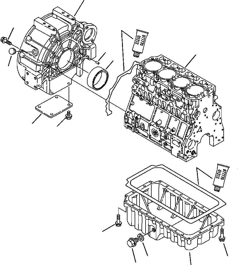 Part |$34. TIER  I OR  II ENGINE FLYWHEEL HOUSING AND OIL PAN - S/N  A20637- [A0112-01A0]