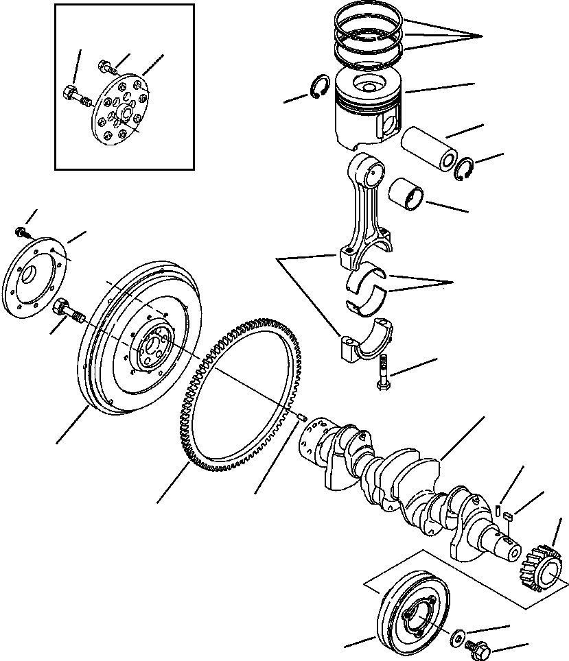 Part |$42. TIER  II ENGINE CRANKSHAFT, PISTON AND FLYWHEEL - S/N  A20814- [A0114-01A1]