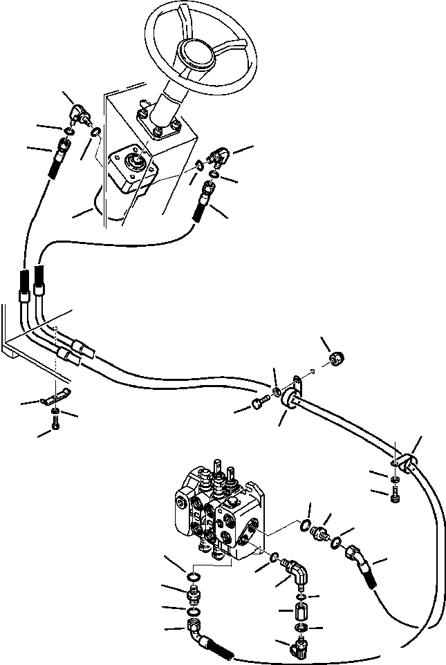 Part |$106. HYDRAULIC PIPING LOADER VALVE TO STEERING VALVE - S/N  A20637- [H6500-01A5]