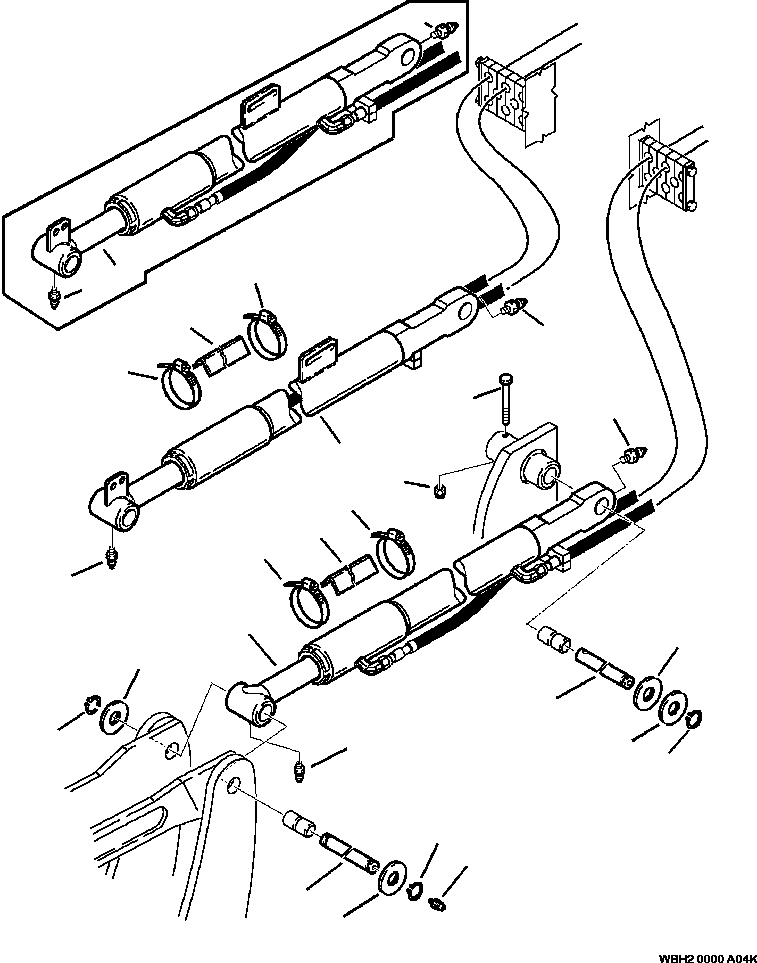 Part |$150. LOADER PIPING BUCKET CYLINDER LINES - S/N  A20637- [H6600-01A6]