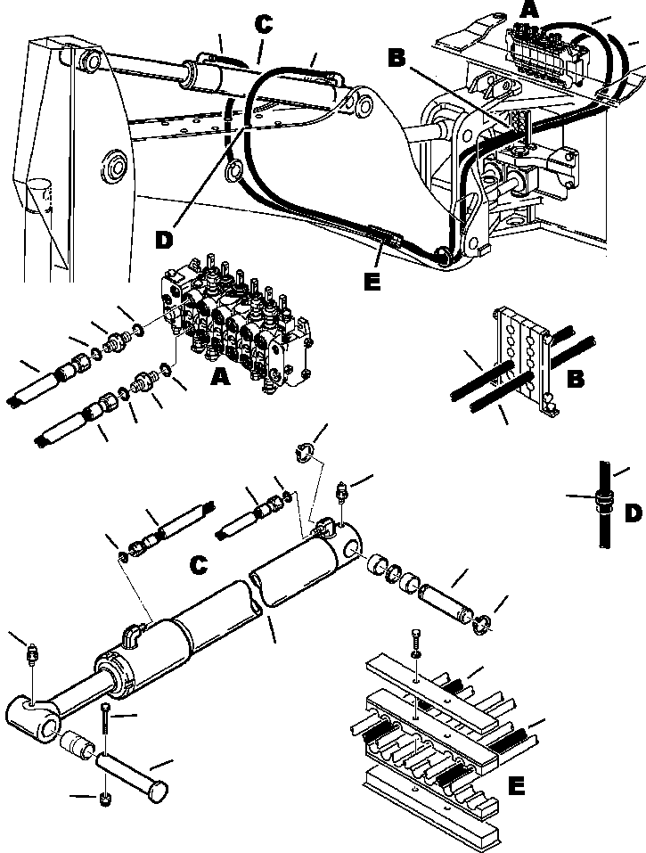 Part |$170. BACKHOE PIPING ARM CYLINDER LINES - S/N  A20637- [H6700-01A3]