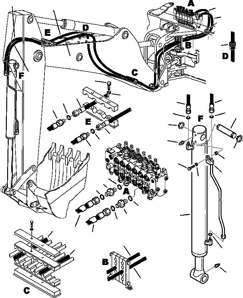 Part |$174. BACKHOE PIPING BUCKET CYLINDER LINES - S/N  A20637- [H6700-01A5]