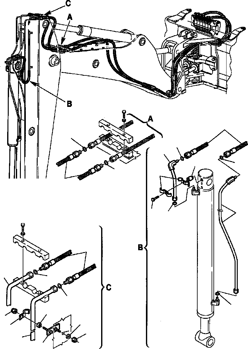 Part |$58. HYDRAULIC PIPING - (BUCKET CYLINDER)(FOR JIG ARM) [H6770-02A0]