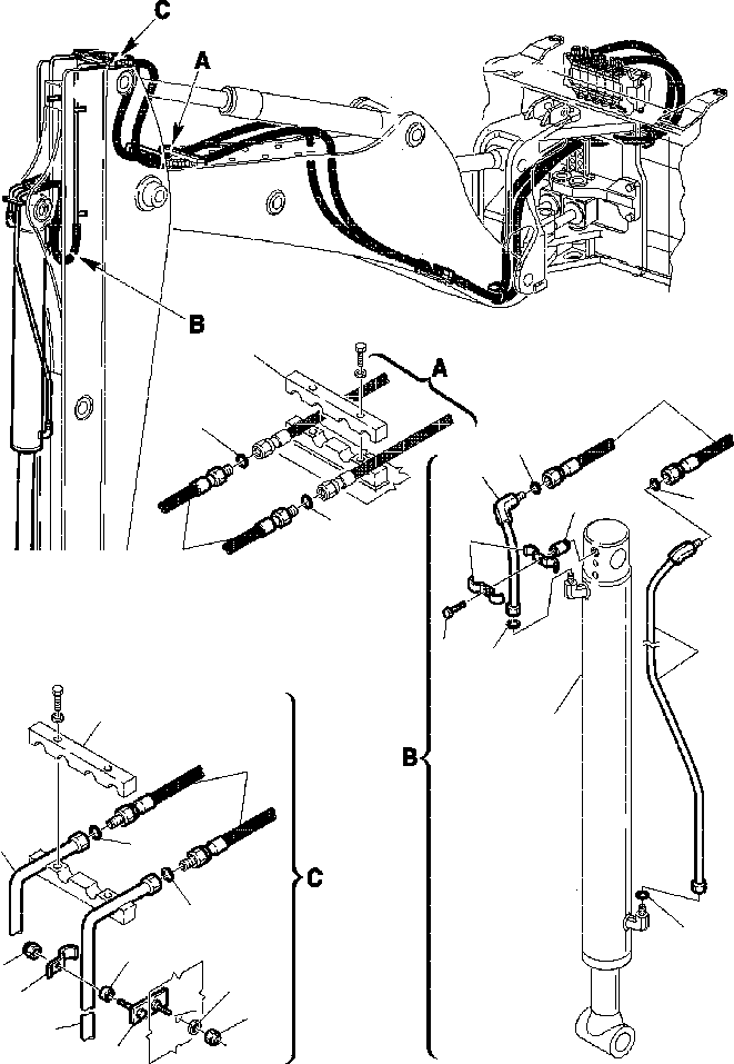 Part |$59. HYDRAULIC PIPING - BUCKET CYLINDER LINE FOR JIG ARM [H6771-01A0]