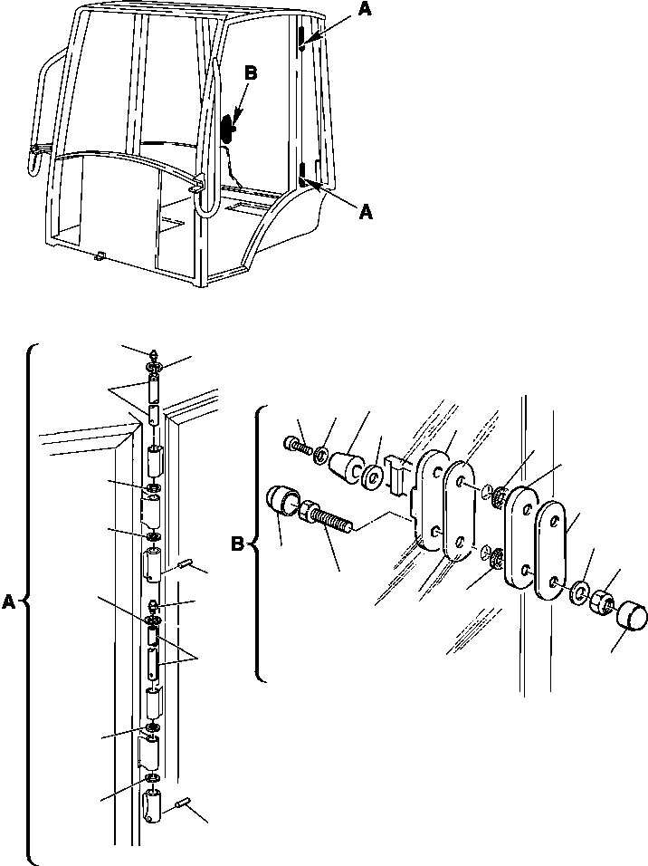 Part |$17. OPERATOR'S CAB - HINGES AND STRIKER [K5210-02A0]