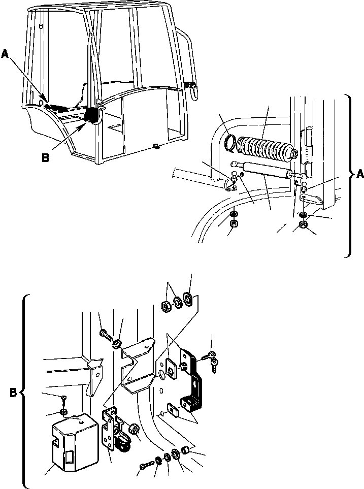 Part |$19. OPERATOR'S CAB - SPRING AND DOOR LOCK, RH [K5220-01A0]