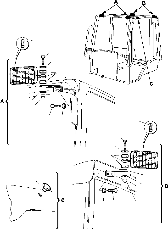 Part |$27. OPERATOR'S CAB - WORK LAMPS [K5260-01A0]