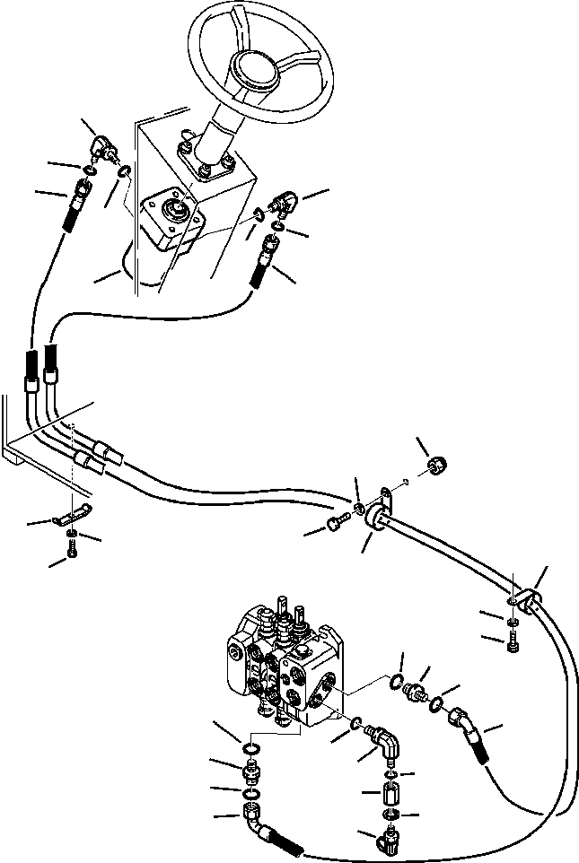 Part |$53. HYDRAULIC PIPING - LOADER VALVE TO STEERING VALVE [H6500-01A5]