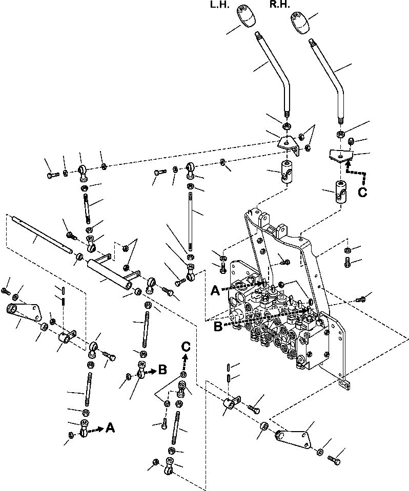 Part |$22. BACKHOE CONTROL LEVERS SAE PATTERN [K4430-02A0]