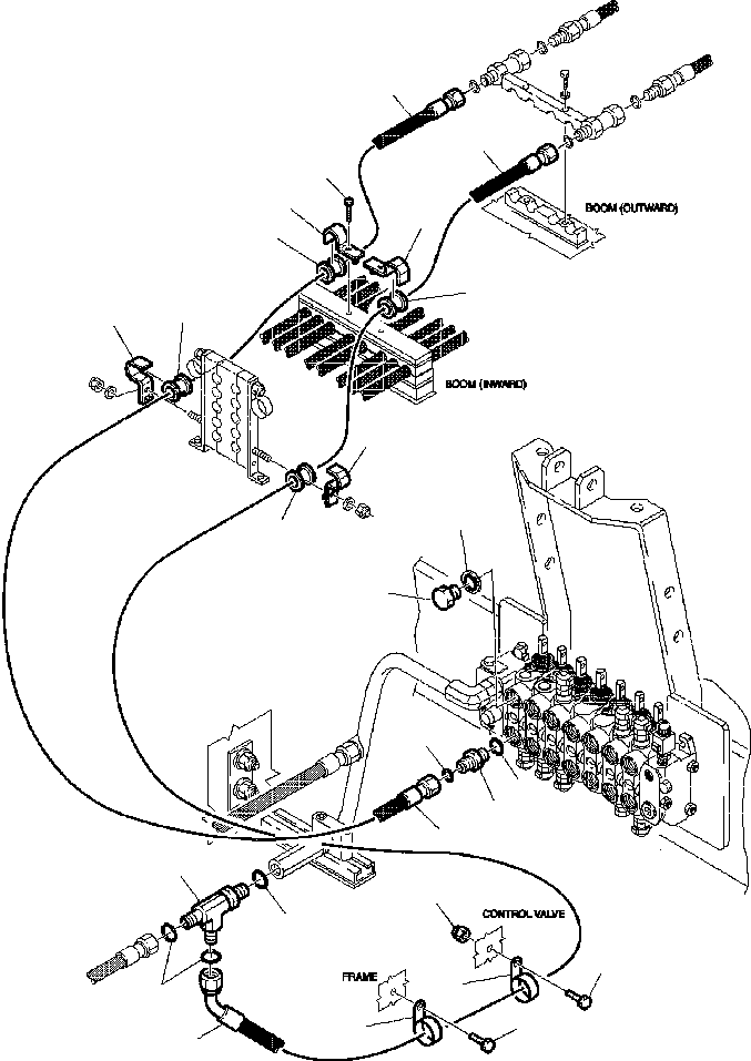 WB1502N RXB07531 IG. H6820-01A0 HYDRAULIC PIPING - HAMMER LINE - CONTROL VALVE TO BOOM