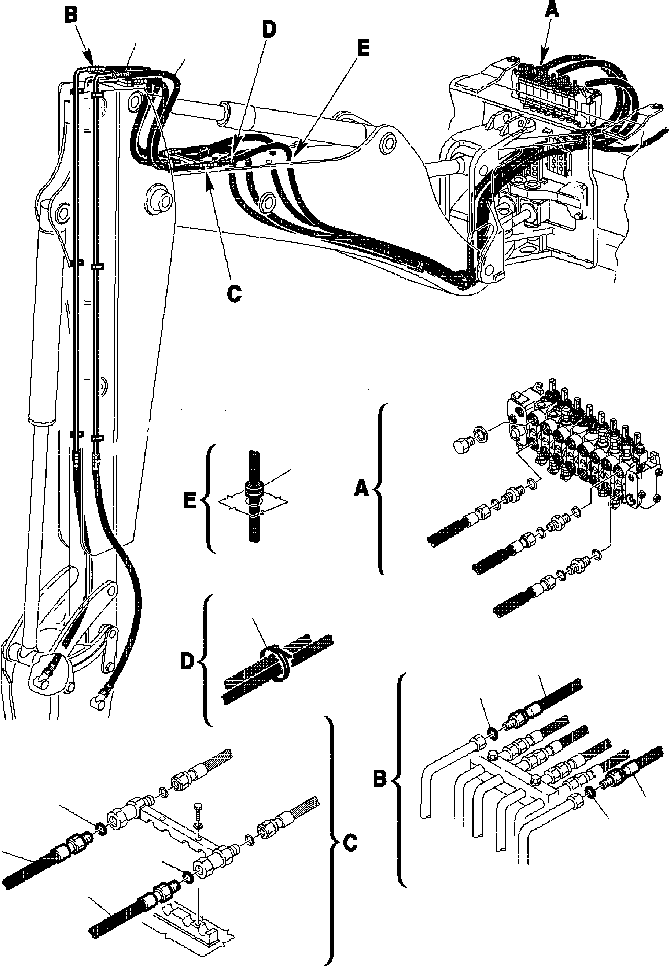 Part |$66. HYDRAULIC PIPING - HAMMER LINE - CONTROL VALVE TO ARM FOR JIG ARM [H6860-01A0]