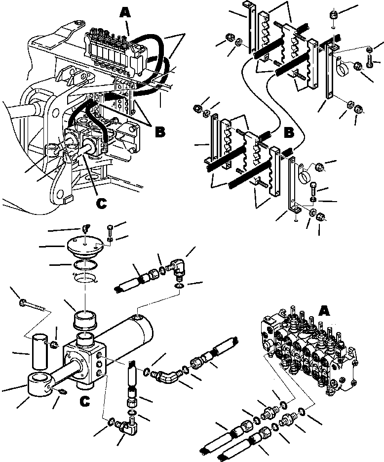 Part |$86. BACKHOE PIPING - SWING CYLINDER LINES [H6700-01A0]