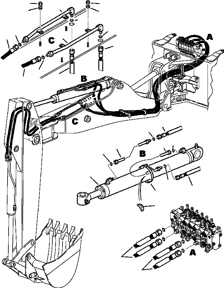 Part |$96. OFFSET ARM PIPING - ARM AND BUCKET CYLINDER LINES [H6825-01A0]