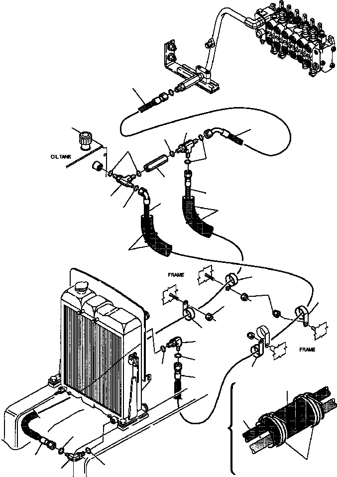 Part |$33. HYDRAULIC PIPING - OIL COOLER AND RETURN LINE VALVE TO COOLER [H6530-02A0]