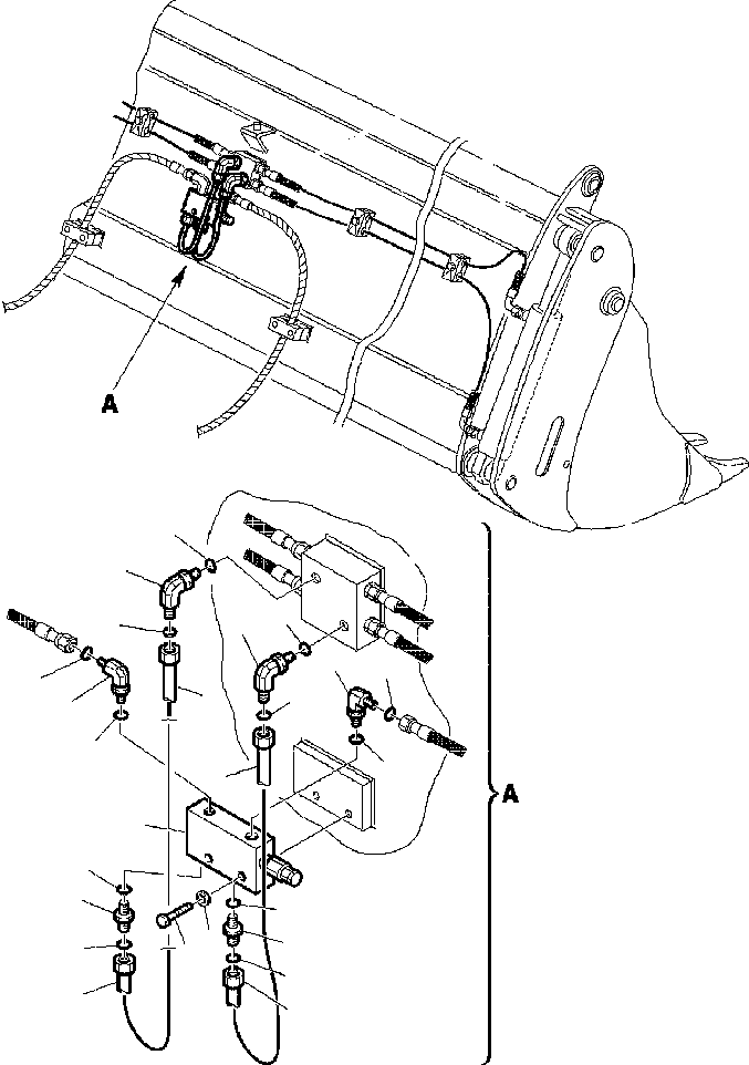 Part |$47. HYDRAULIC PIPING - BUCKET - 4 IN 1 CYLINDER LINE SAFETY VALVE [H6675-01A0]