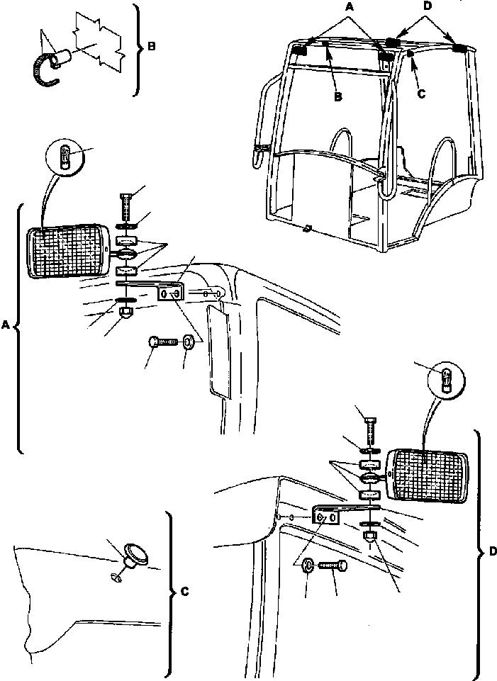 Part |$34. CANOPY - WORK LAMP ASSEMBLY [K5330-01A0]