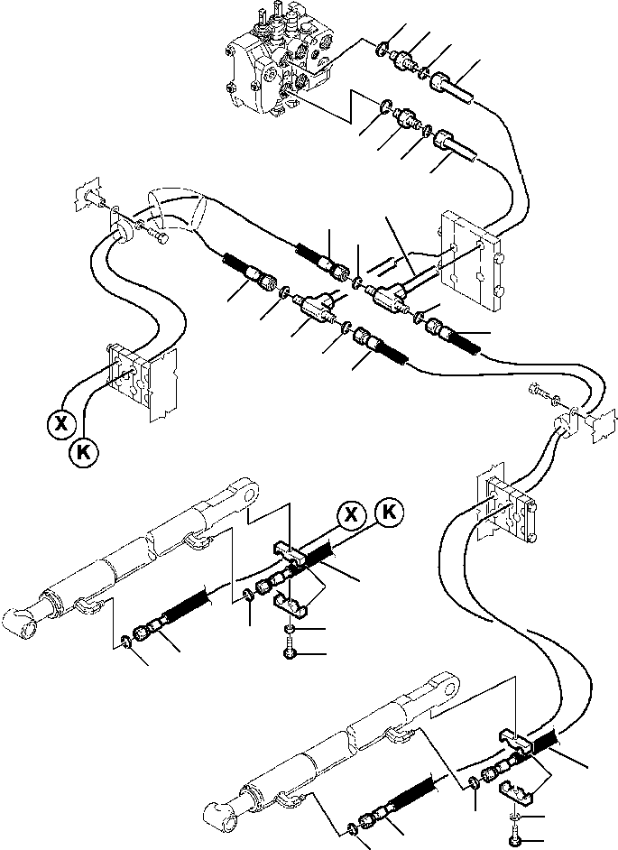 Part |$76. LOADER PIPING - CONTROL VALVE TO BUCKET CYLINDERS [H6630-01A0]