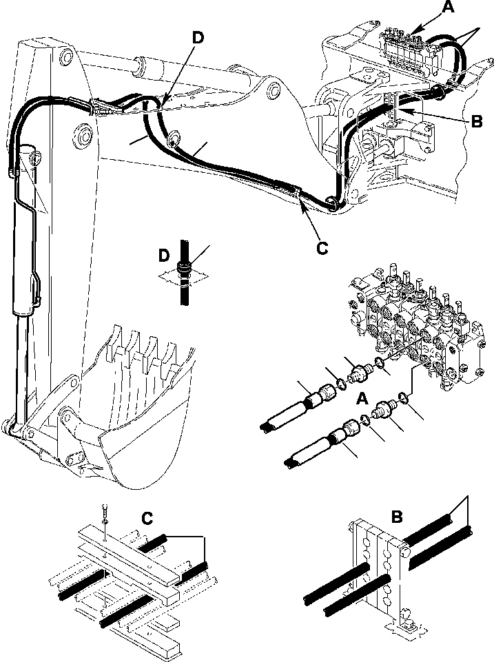 Part |$89. BACKHOE PIPING - CONTROL VALVE TO BUCKET CYLINDER [H6740-01A0]