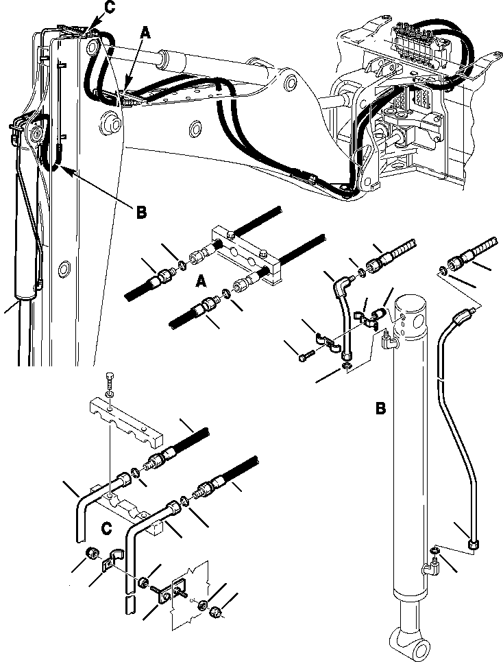 Part |$91. BACKHOE HYDRAULIC PIPING - TELESCOPIC ARM BUCKET CYLINDER [H6770-01A0]
