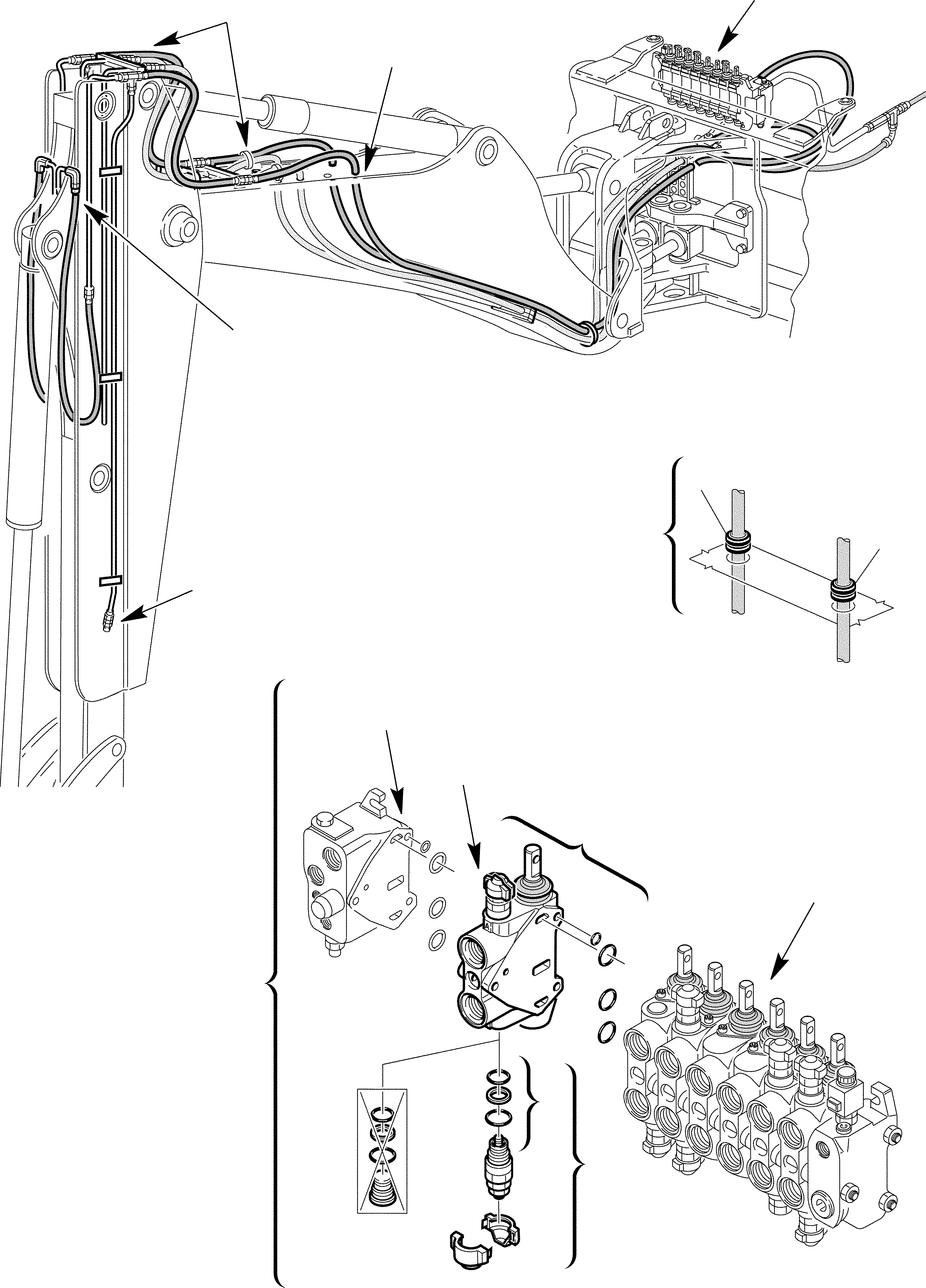 Part 91. HYDRAULIC PIPING (JIG ARM CYLINDER LINE) + HAMMER + POSITIONABLE BUCKET (3/6) [6925]