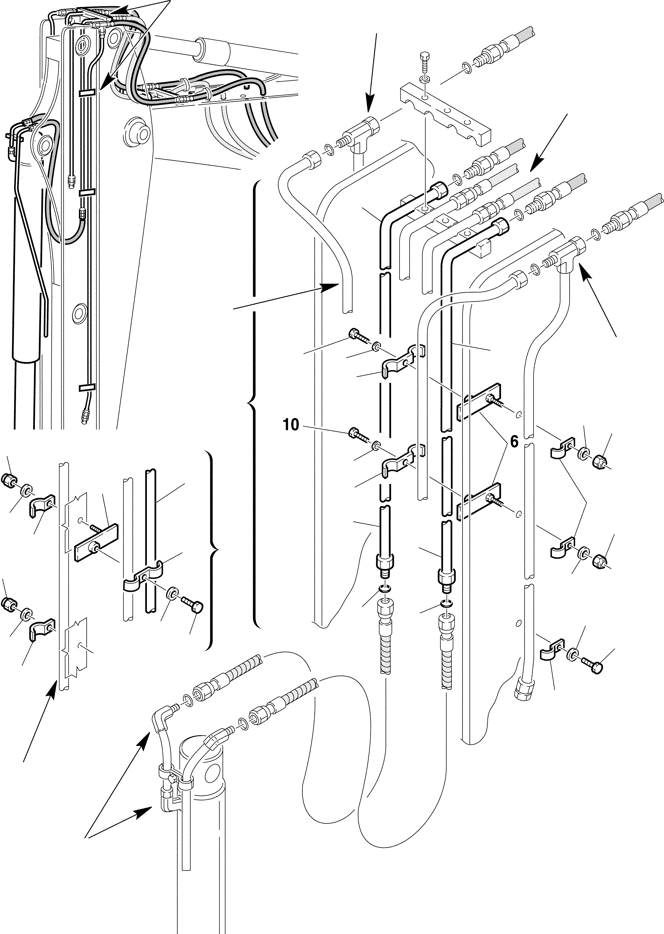 Part 93. HYDRAULIC PIPING (JIG ARM CYLINDER LINE) + HAMMER + POSITIONABLE BUCKET (5/6) [6935]