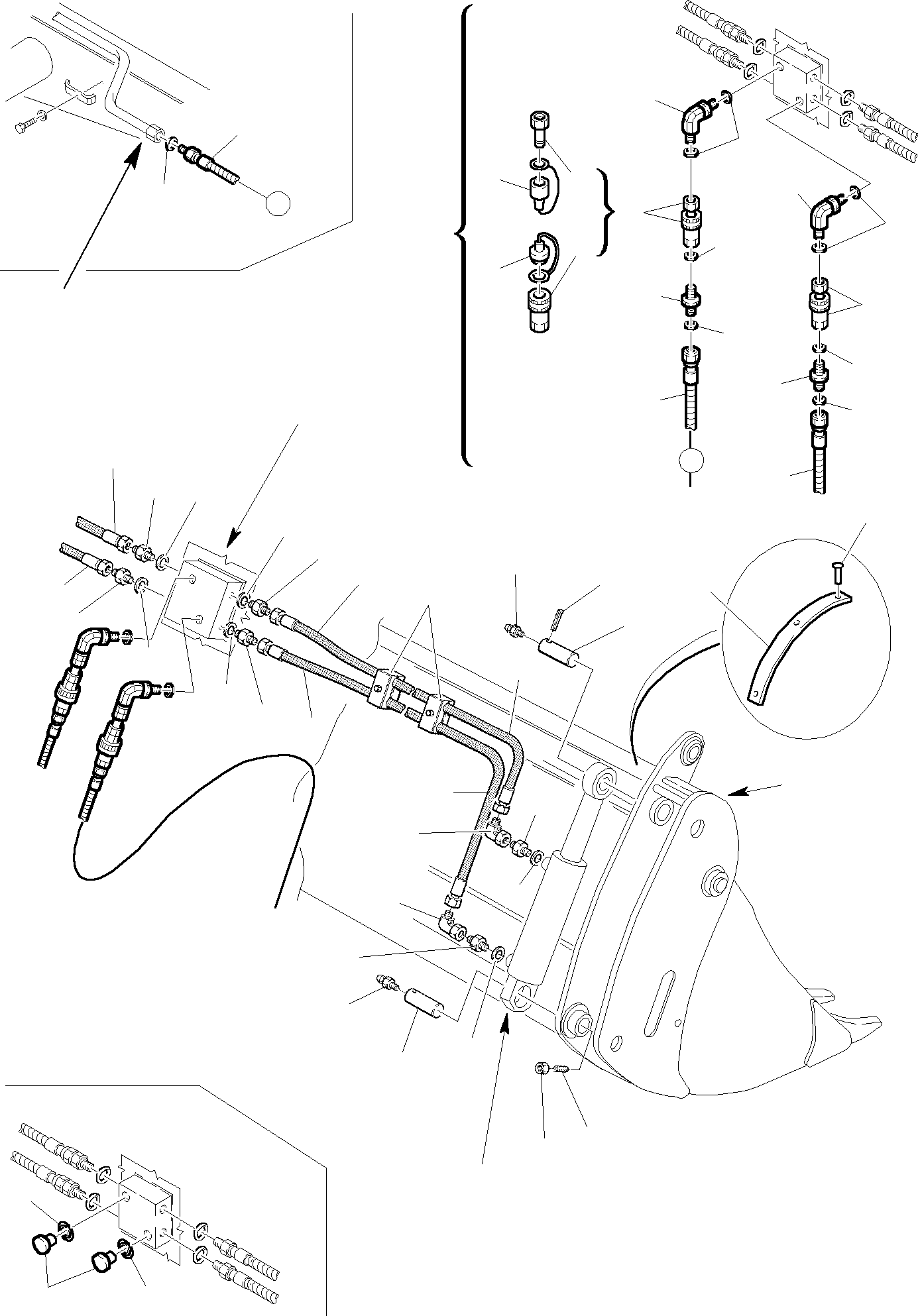 Part 9. BUCKET HYDRAULIC PIPING (MECHANICAL FAST COUPLING LINE 4 IN 1) (OPTION [7045]