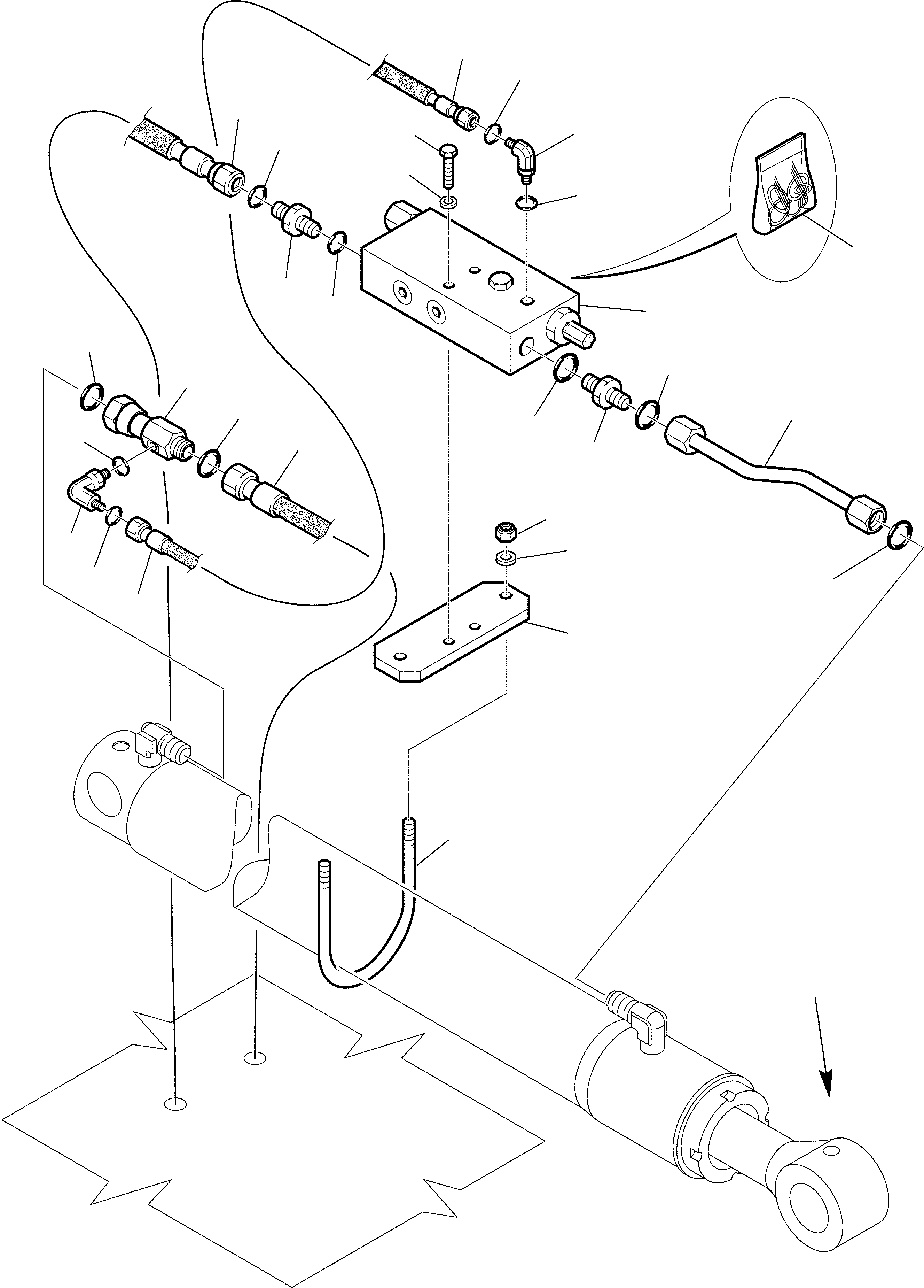 Part 91. HYDRAULIC PIPING (ARM CYLINDER LINE) (SAFETY VALVE) (OPTIONALS) [6535]