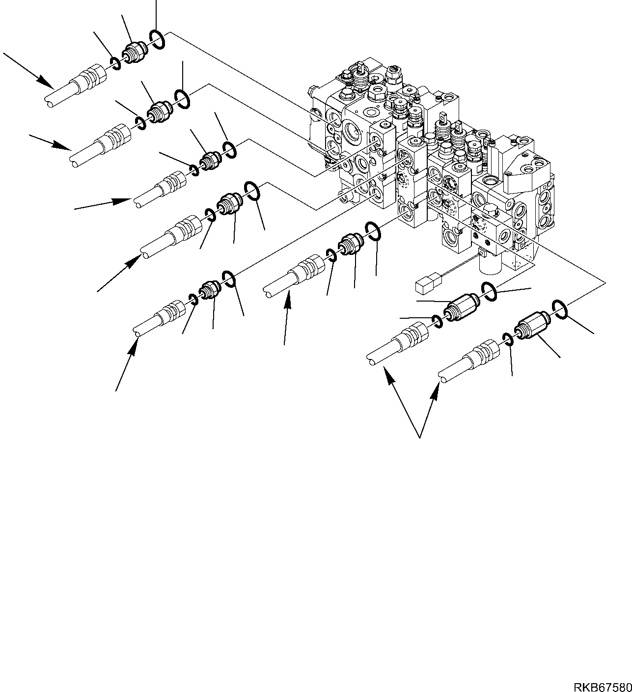 Part 92. 10-SPOOL CONTROL VALVE (MECHANICAL CONTROL) (CONNECTING PARTS) (2/3) [6384]