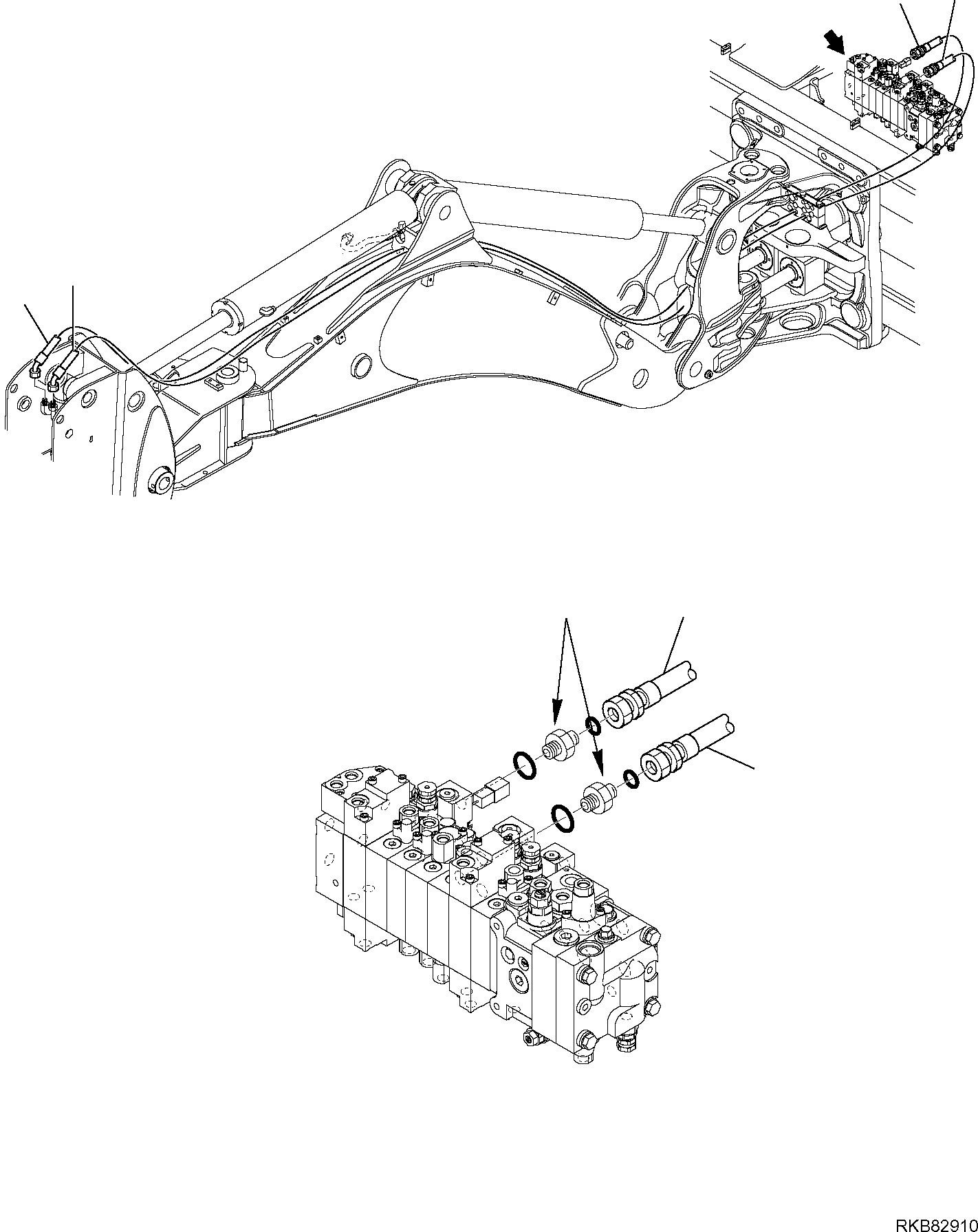 Part 174. HYDRAULIC PIPING (TELESCOPIC ARM LINE) (WITH SIDE DIGGING BOOM) [6762]