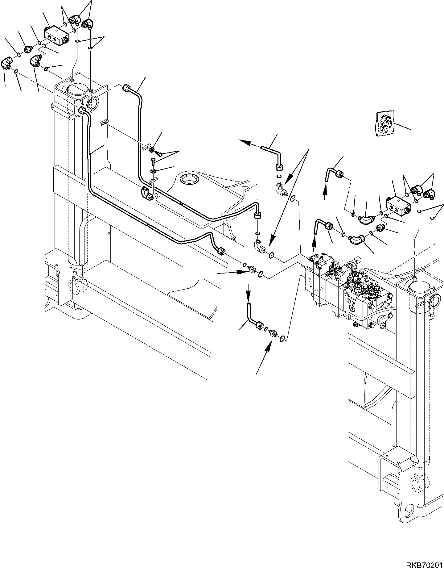 Part 190. HYDRAULIC PIPING (OUTRIGGER LINE) (WITH 8-SPOOL CONTROL VALVE) (WITH SAFETY VALVE) [6805]