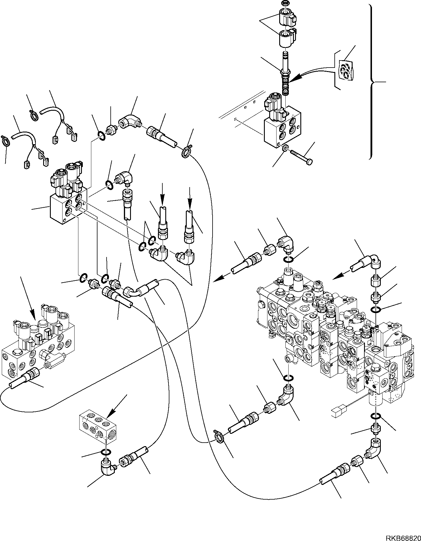 Part 225. HYDRAULIC PIPING (SERVOCONTROL LINE) (SIDE DIGGING BOOM LINE) (WITH TELESCOPIC ARM) [6850]