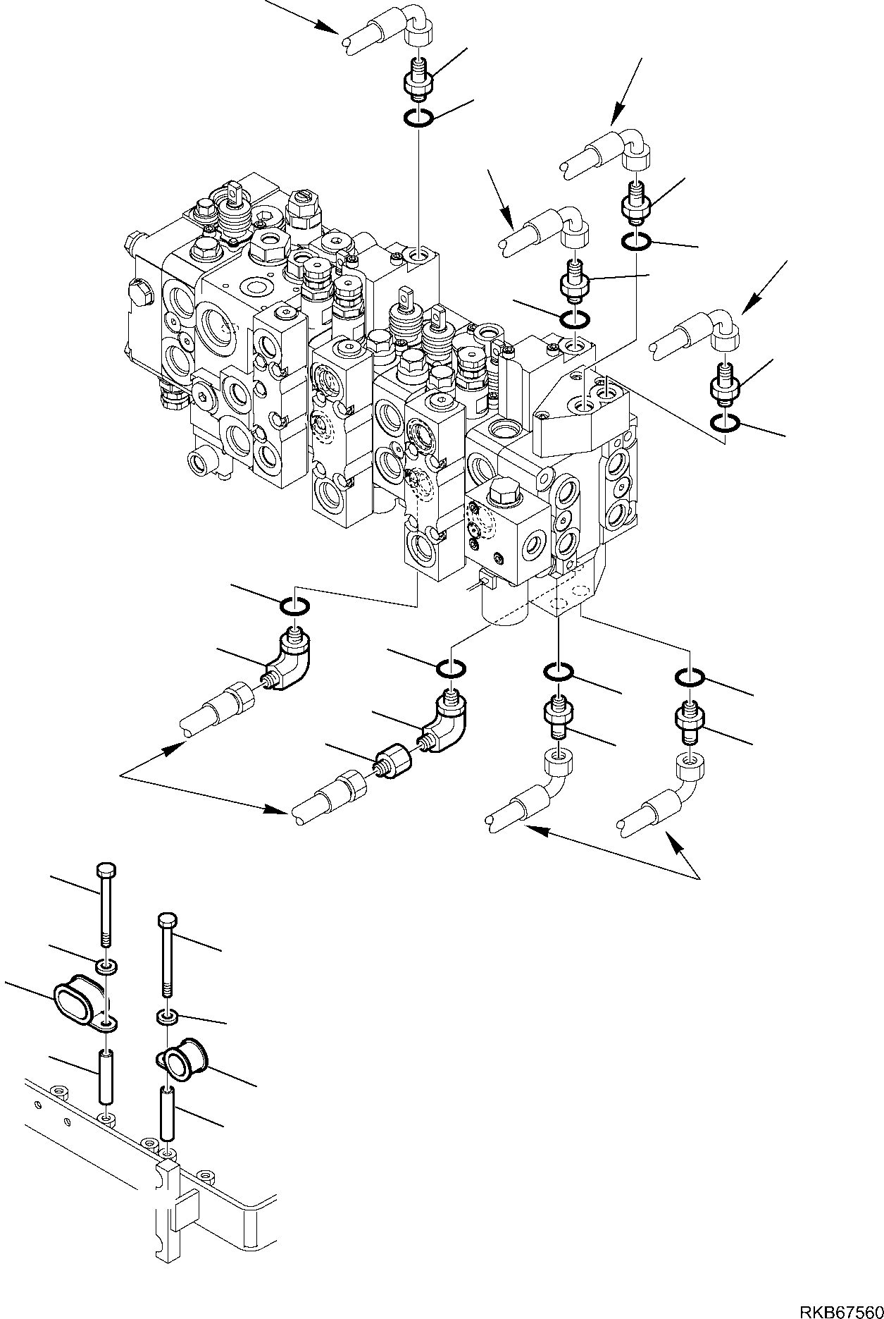 Part 54. 10-SPOOL CONTROL VALVE (MECHANICAL CONTROL) (CONNECTING PARTS) (1/3) [6383]