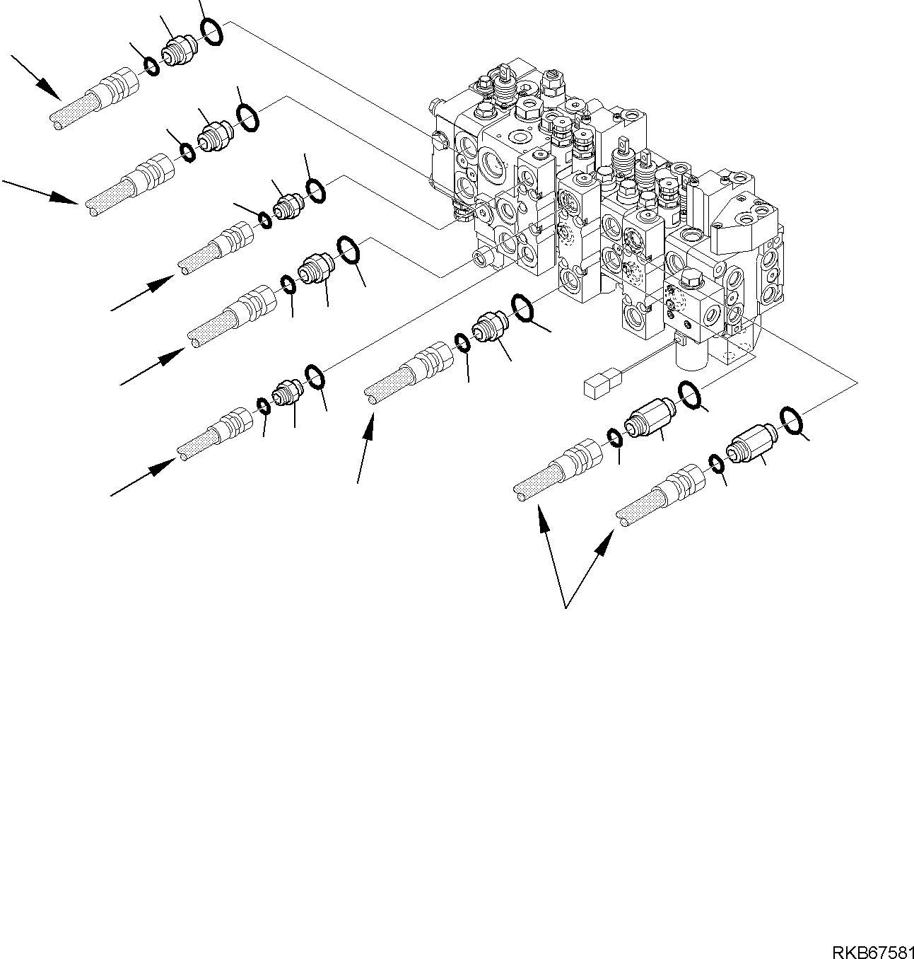 Part 55. 10-SPOOL CONTROL VALVE (MECHANICAL CONTROL) (CONNECTING PARTS) (2/3) [6384]