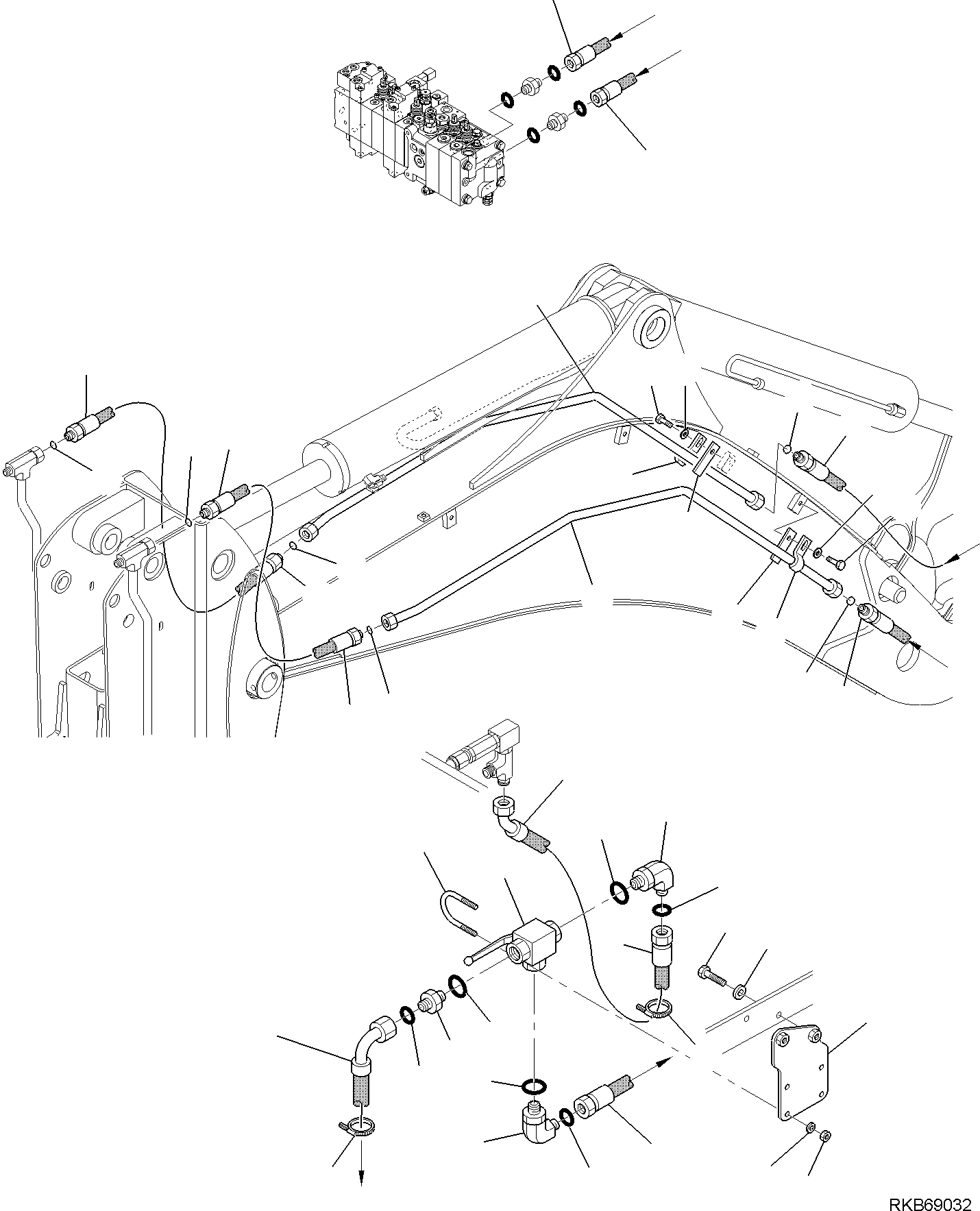 Part 182. HYDRAULIC PIPING (HAMMER LINE) (WITH TELESCOPIC ARM, CUTTING AND ROTATING BUCKET) (1/2) [6782]