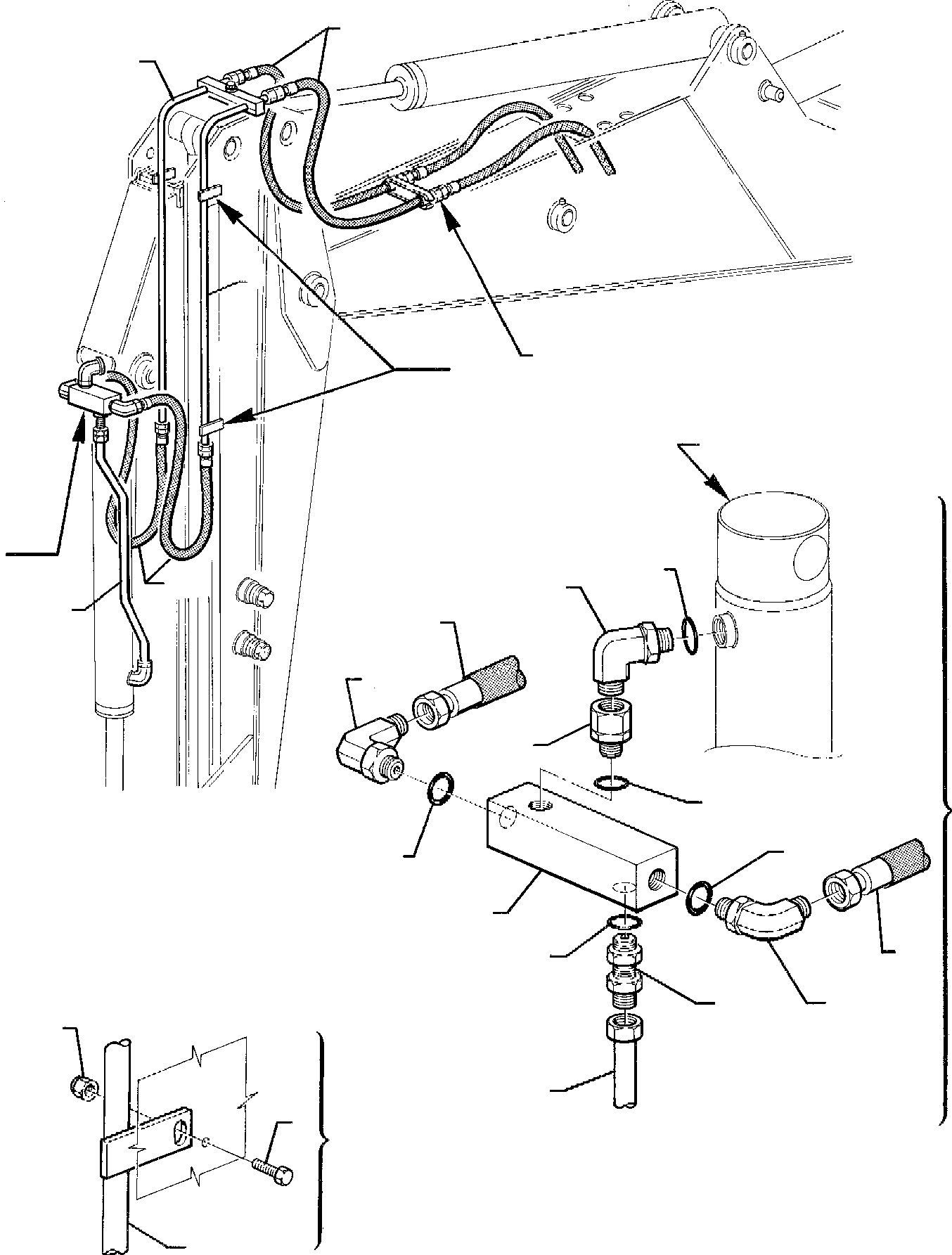 Part 38. HYDRAULIC PIPING (BUCKET CYLINDER LINE) (FOR JIG ARM) [6751]