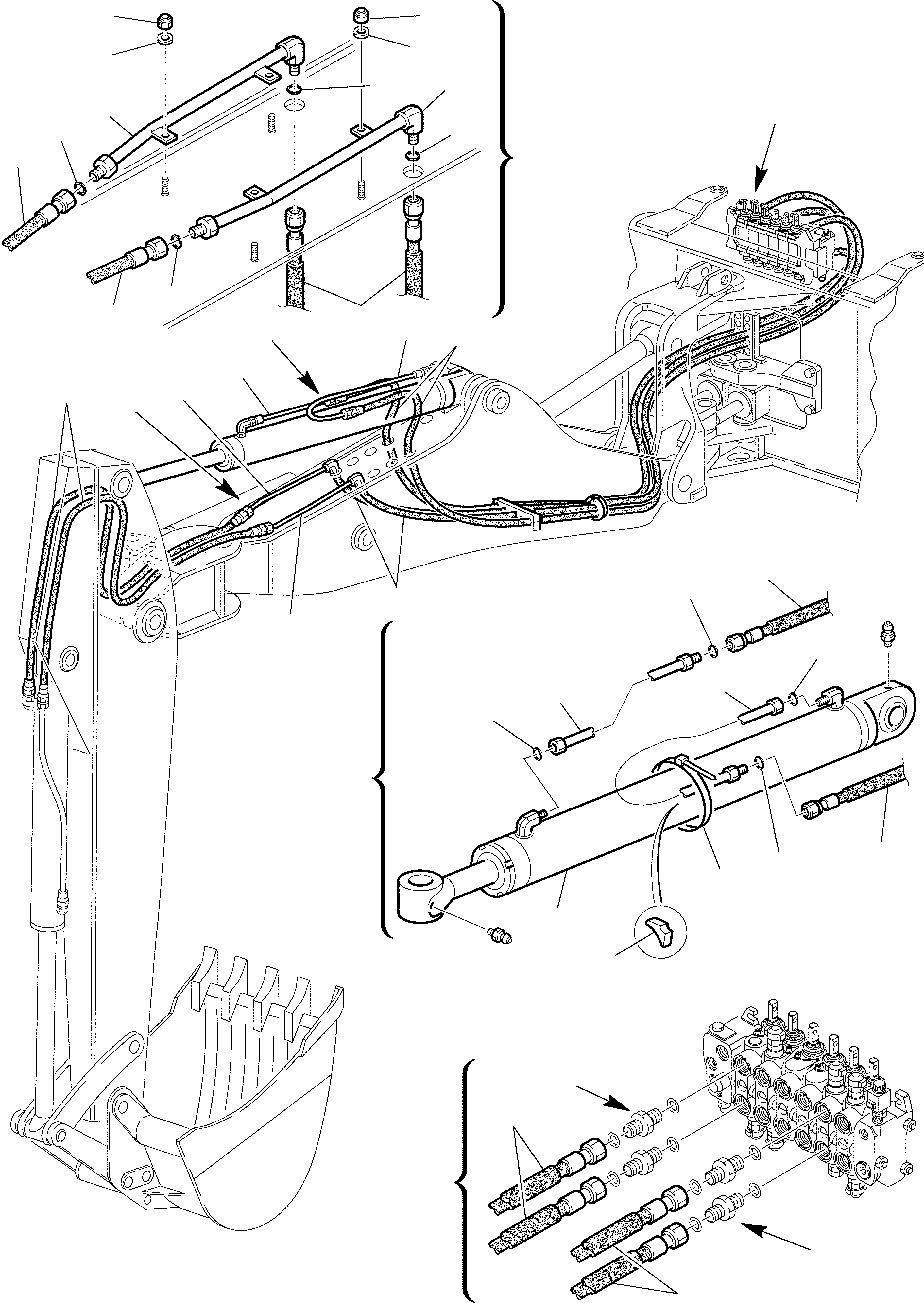 Part 95. HYDRAULIC PIPING (ARM AND BUCKET CYLINDER LINE) (FOR SIDE DIGGING BOOM [6555]