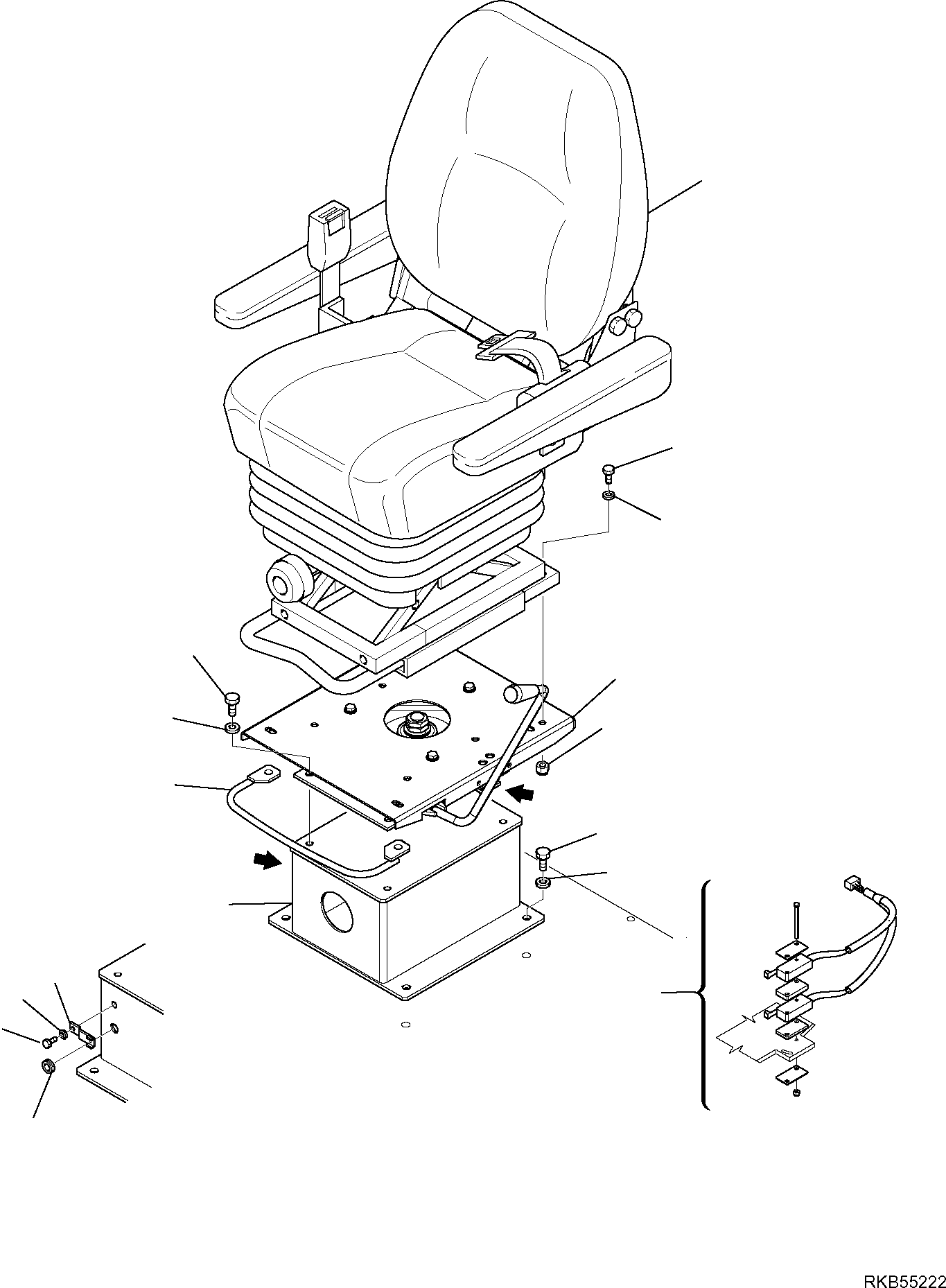 28. OPERATOR'S SEAT (1/2) [5710] - Komatsu part WB97S-5E0 S/N F30003-Up [wb97s5e0]