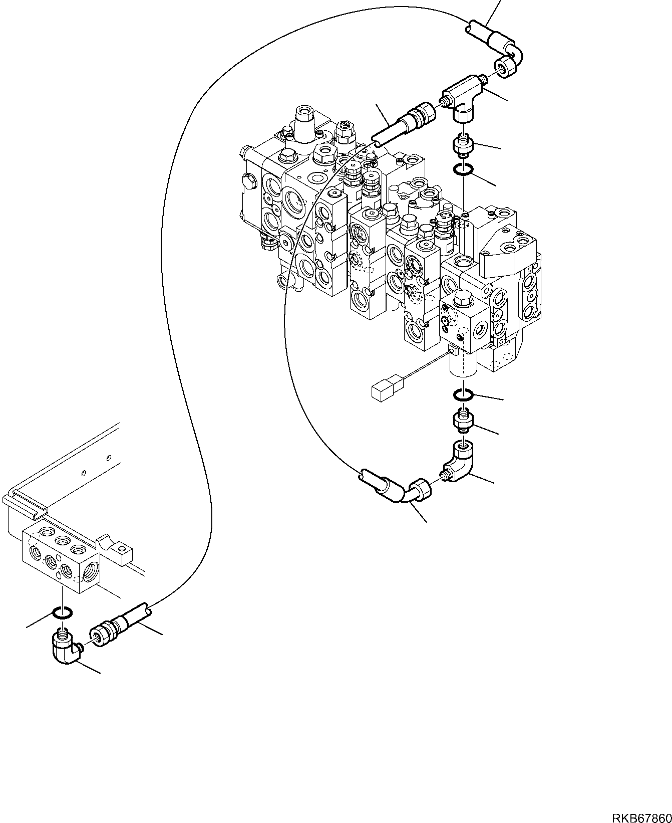 74. HYDRAULIC PIPING (PILOT RETURN LINE) [6480] - Komatsu part WB97S-5E0 S/N F30003-Up [wb97s5e0]