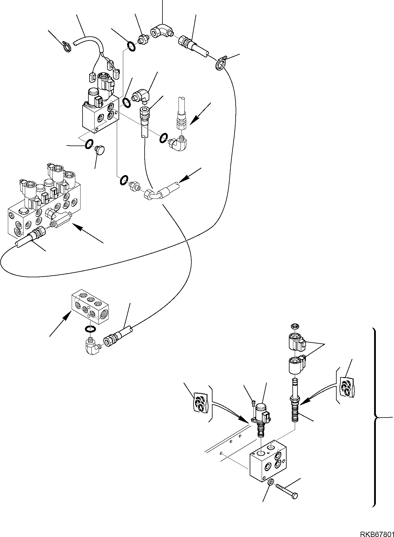 119. HYDRAULIC PIPING (SERVOCONTROL LINE) (TELESCOPIC ARM LINE) (2/2) [6767] - Komatsu part WB97S-5E0 S/N F30003-Up [wb97s5e0]