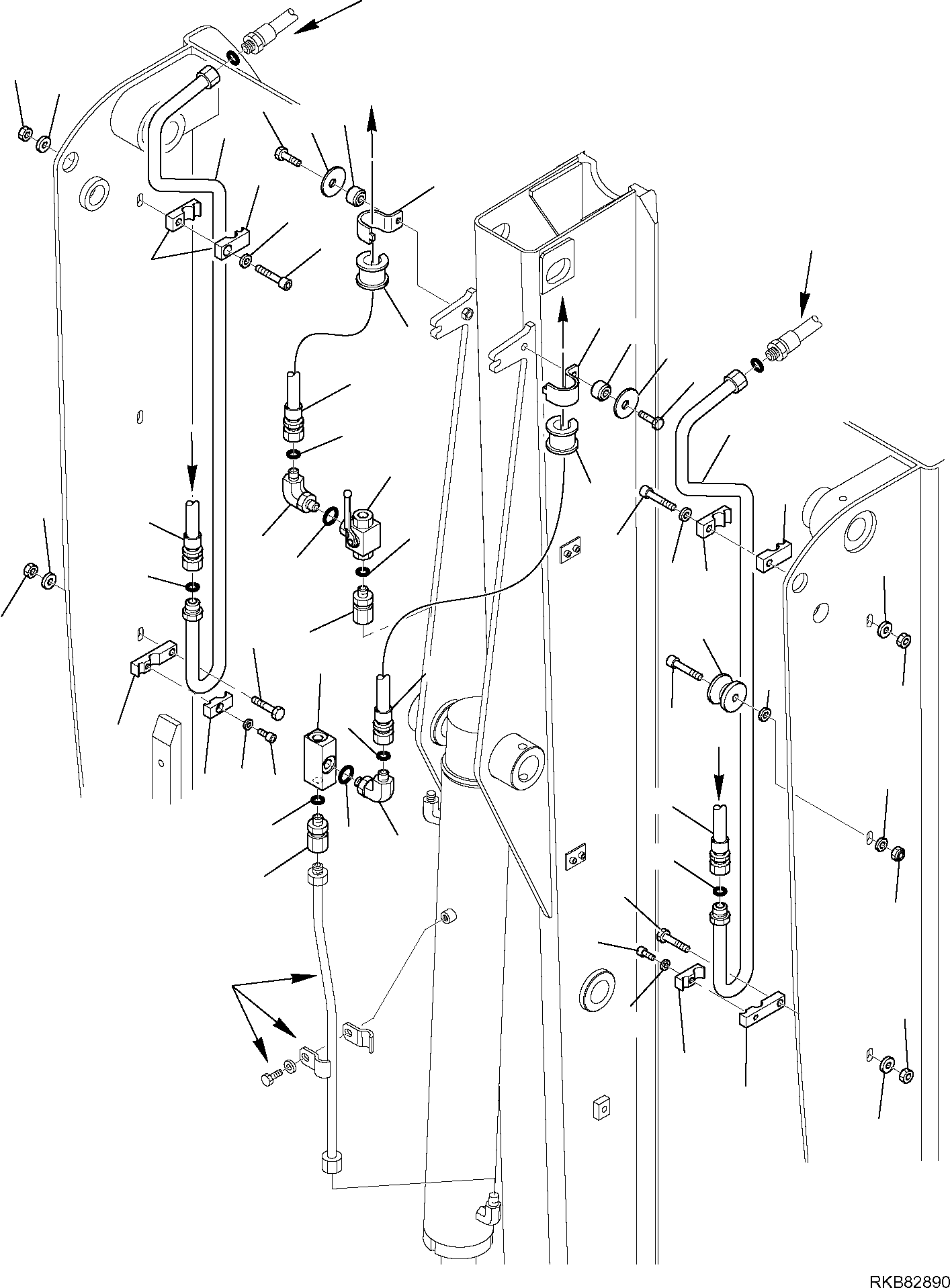 141. HYDRAULIC PIPING (CUTTING AND ROTATING BUCKET) (2/3) [6915] - Komatsu part WB97S-5E0 S/N F30003-Up [wb97s5e0]