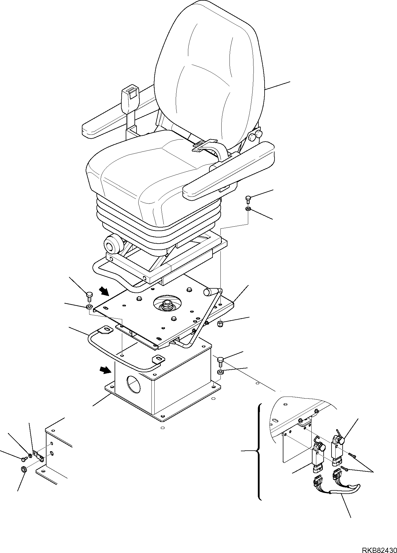 37. OPERATOR'S SEAT (KAB SEATING MODEL 411) (1/2) [5711] - Komatsu part WB97S-5E0 S/N F30451- UP [wb97s5e1]