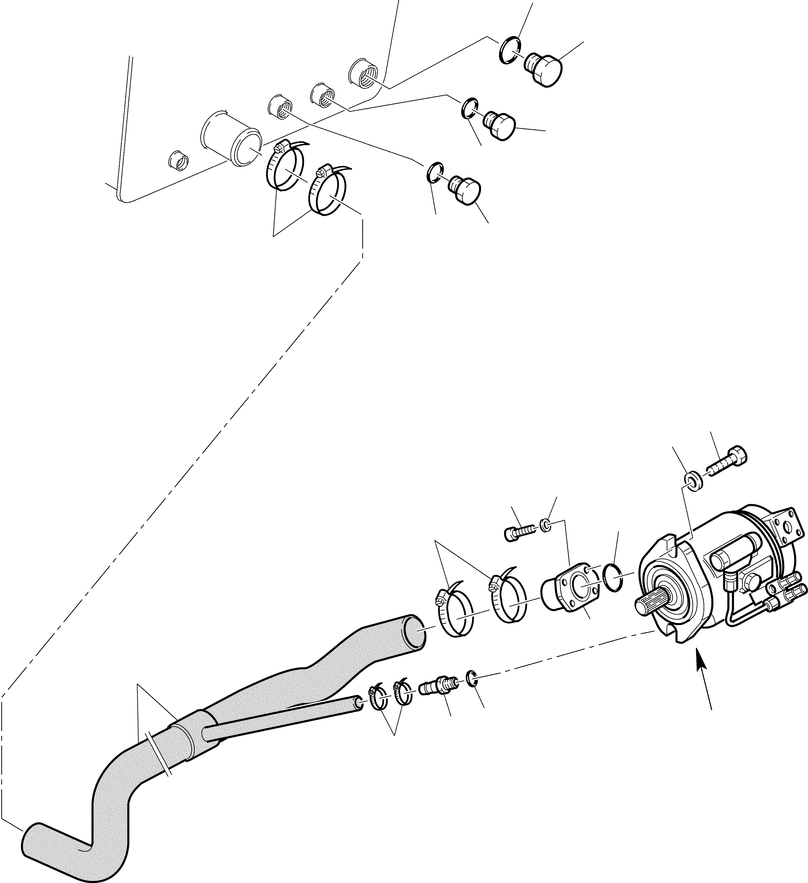 44. HYDRAULIC PIPING (SUCTION) [6500] - Komatsu part WB97S-2 S/N 97SF10431-Up [wb97s_2b]
